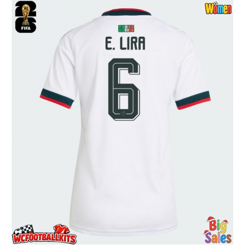 Mexico Erik Lira #6 Replica Away Stadium Shirt for Women World Cup 2026 Short Sleeve